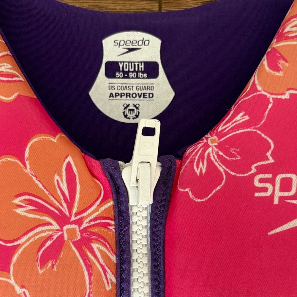 Speedo Kids Swim Vest - Pink and Purple Floral - Picture 2 of 3